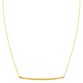14K Yellow Gold Sideways Curved Bar Pendant Necklace, 17" fine designer jewelry for men and women